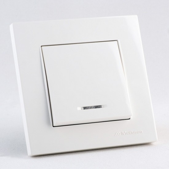 Enkelpolige schakelaar met led schuin