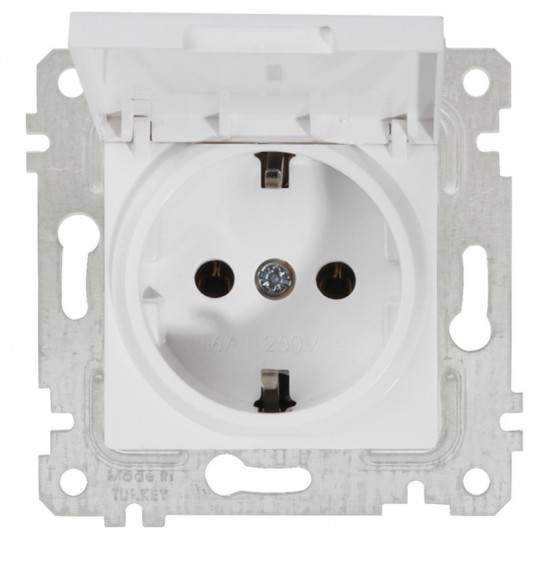 Wandcontactdoos Randaarde met klep